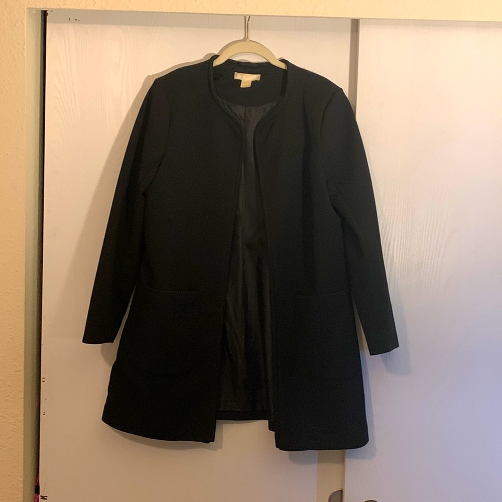 Black H&M Jacket. Could be a blazer or a light jacket. Outside front pockets.